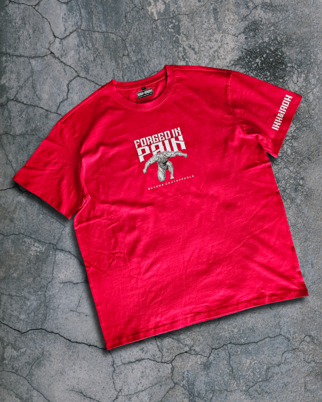 "FORGED IN PAIN" OG - OVERSIZE Red T-Shirt