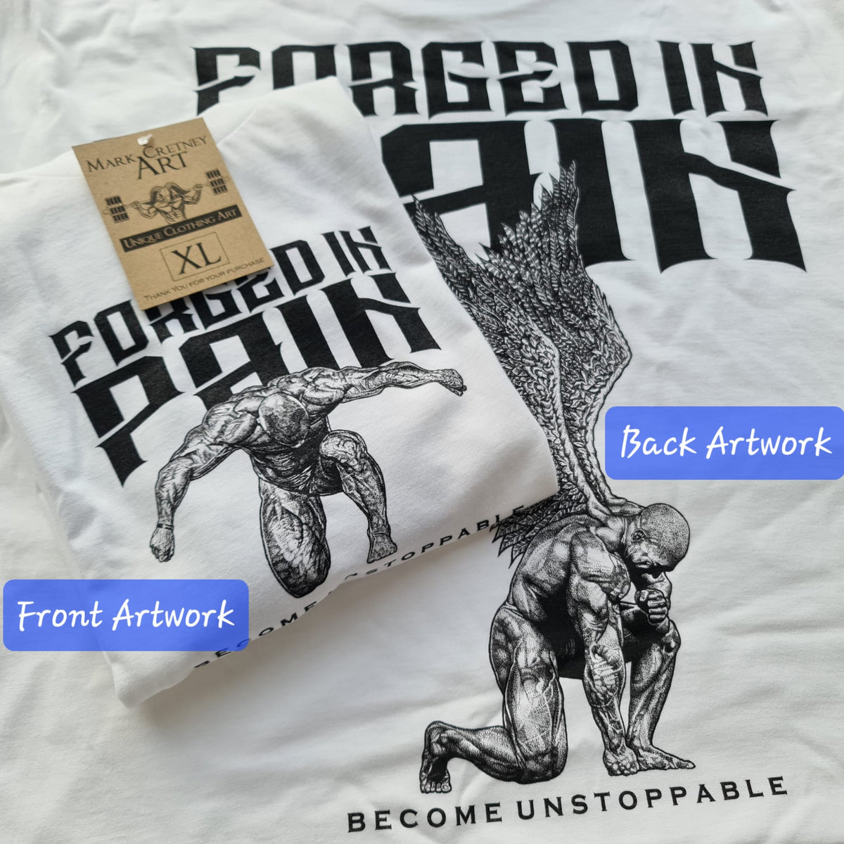 "FORGED IN PAIN" - OG White Standard Fit T-Shirt