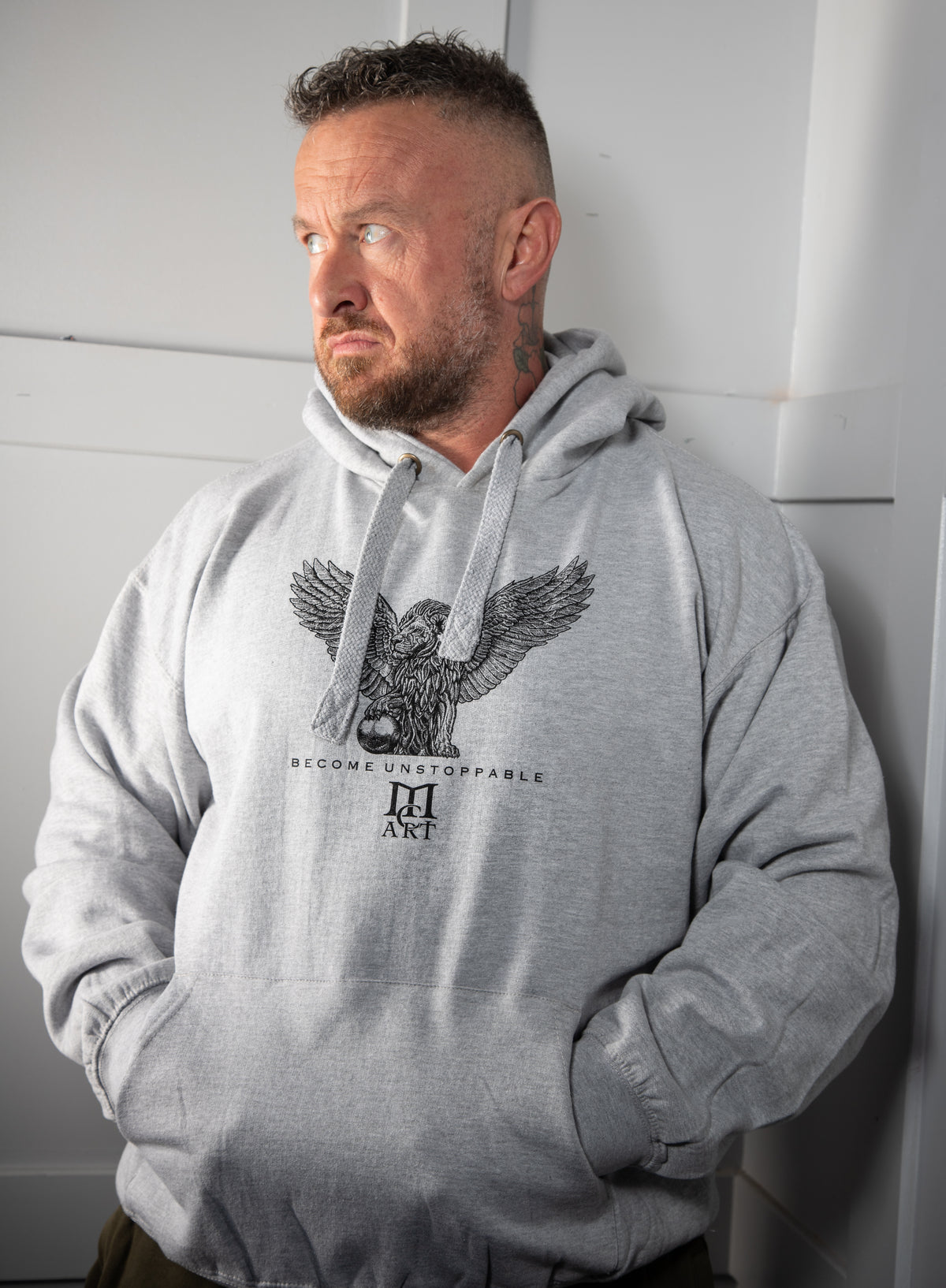 "STRENGTH" - Leisure/Gym Hoodie Grey