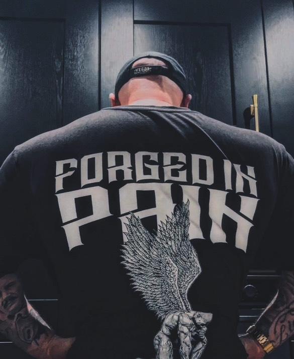 Obsidian Acid Wash "FORGED IN PAIN" - Unique OVERSIZE T-Shirt