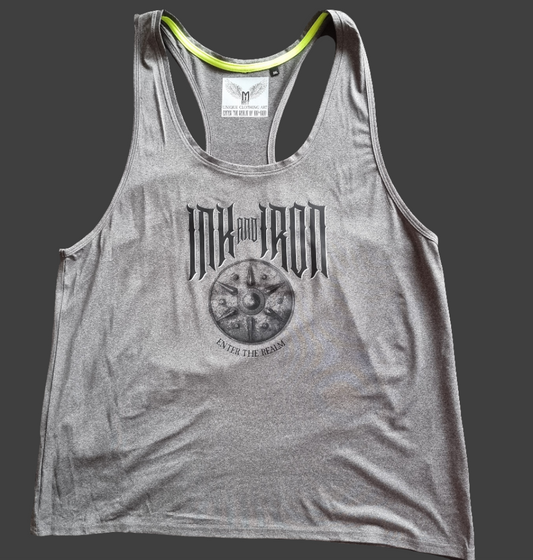 INK & IRON SHIELD MENS GREY GYM VEST