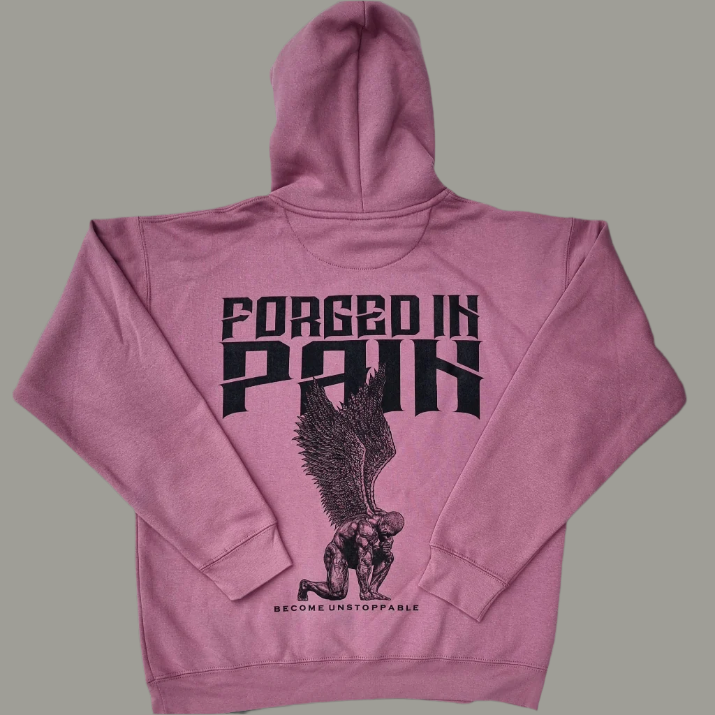 "FORGED IN PAIN" - Premium Mulberry Hoodie