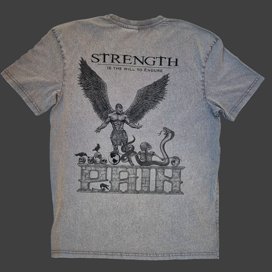 "STRENGTH" - Unique OVERSIZE Acid Wash Granite T-Shirt