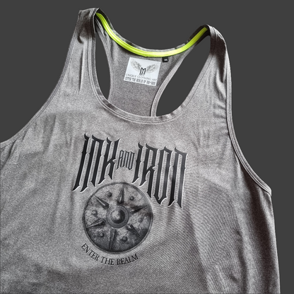 INK & IRON SHIELD MENS GREY GYM VEST