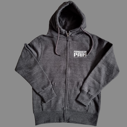 Charcoal Ultimate Supersoft "FORGED IN PAIN" - Zip through Hoodie