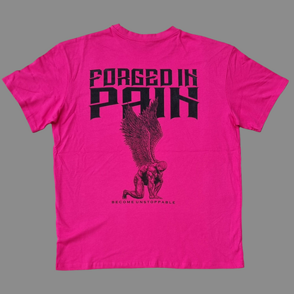 "FORGED IN PAIN" - OVERSIZE Electric Raspberry T-Shirt