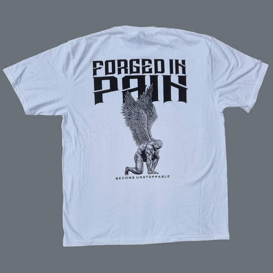 "FORGED IN PAIN" - OG White Standard Fit T-Shirt