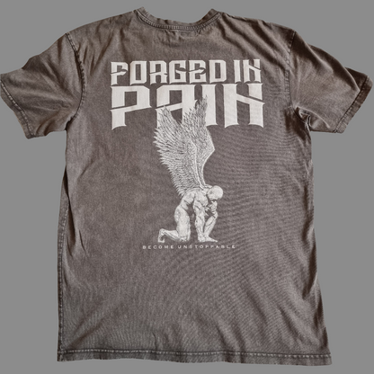 Granite Acid Wash "FORGED IN PAIN" - Unique OVERSIZE T-Shirt