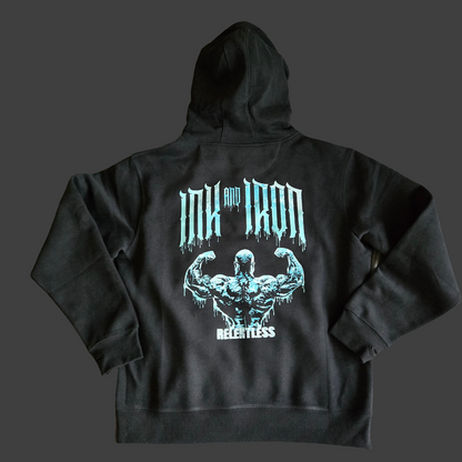 ELITE HOODIE DUSTY BLACK | ICE BLUE RELENTLESS