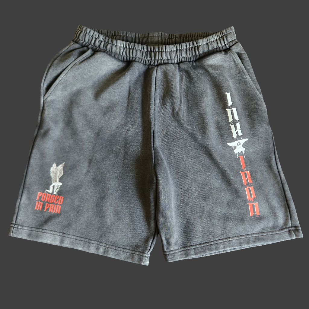VINTAGE HEAVY SHORTS FORGED IN PAIN - ASH BLACK