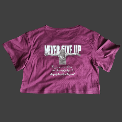 SOPRO OVERSIZE CROP T-SHIRT MULBERRY Never Give Up