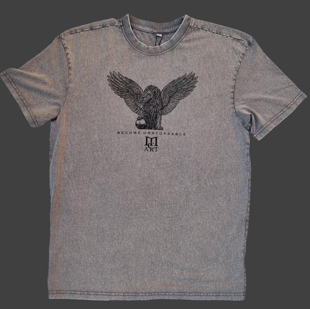 "STRENGTH" - Unique OVERSIZE Acid Wash Granite T-Shirt