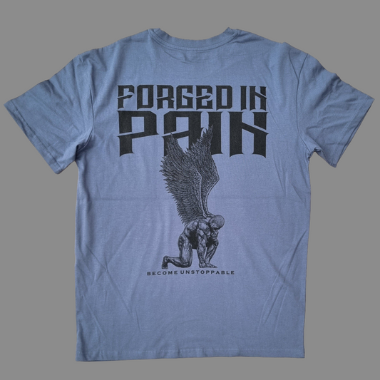 "FORGED IN PAIN" - OVERSIZE Vintage Blue T-Shirt