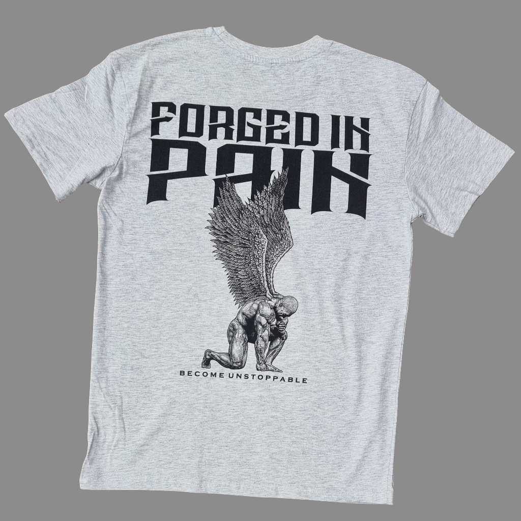 "FORGED IN PAIN" - OVERSIZE Grey T-Shirt