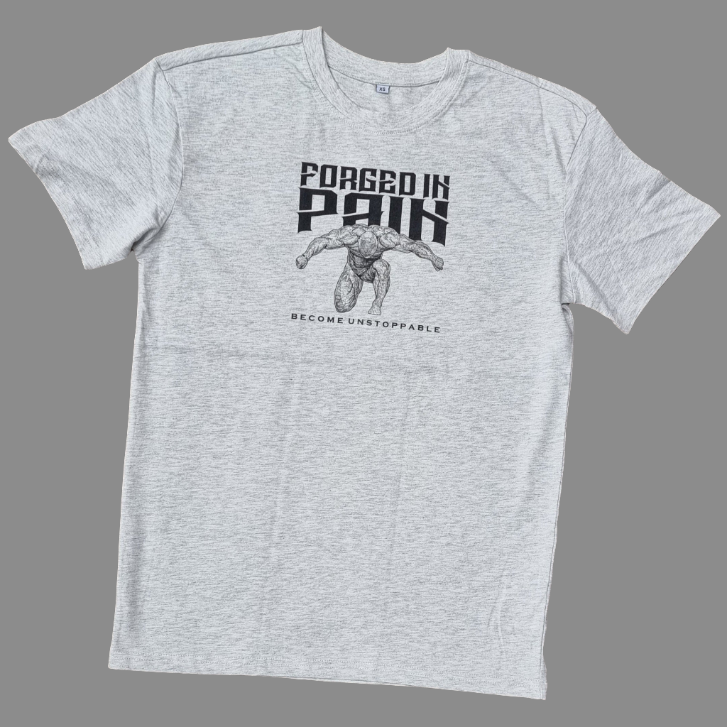 "FORGED IN PAIN" - OVERSIZE Grey T-Shirt