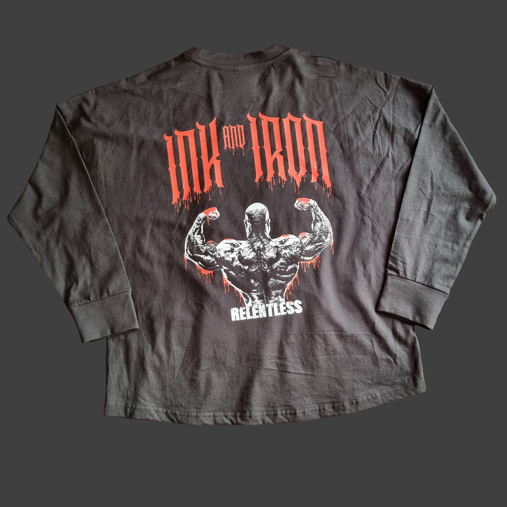 LONG SLEEVE RELENTLESS OVERSIZE TEE - BLACK
