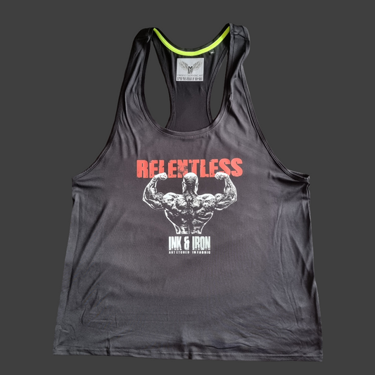 RELENTLESS MENS BLACK GYM VEST