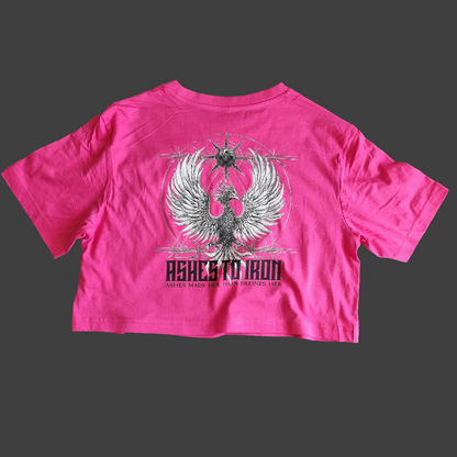ASHES TO IRON WOMENS HOT PINK CROP T-SHIRT