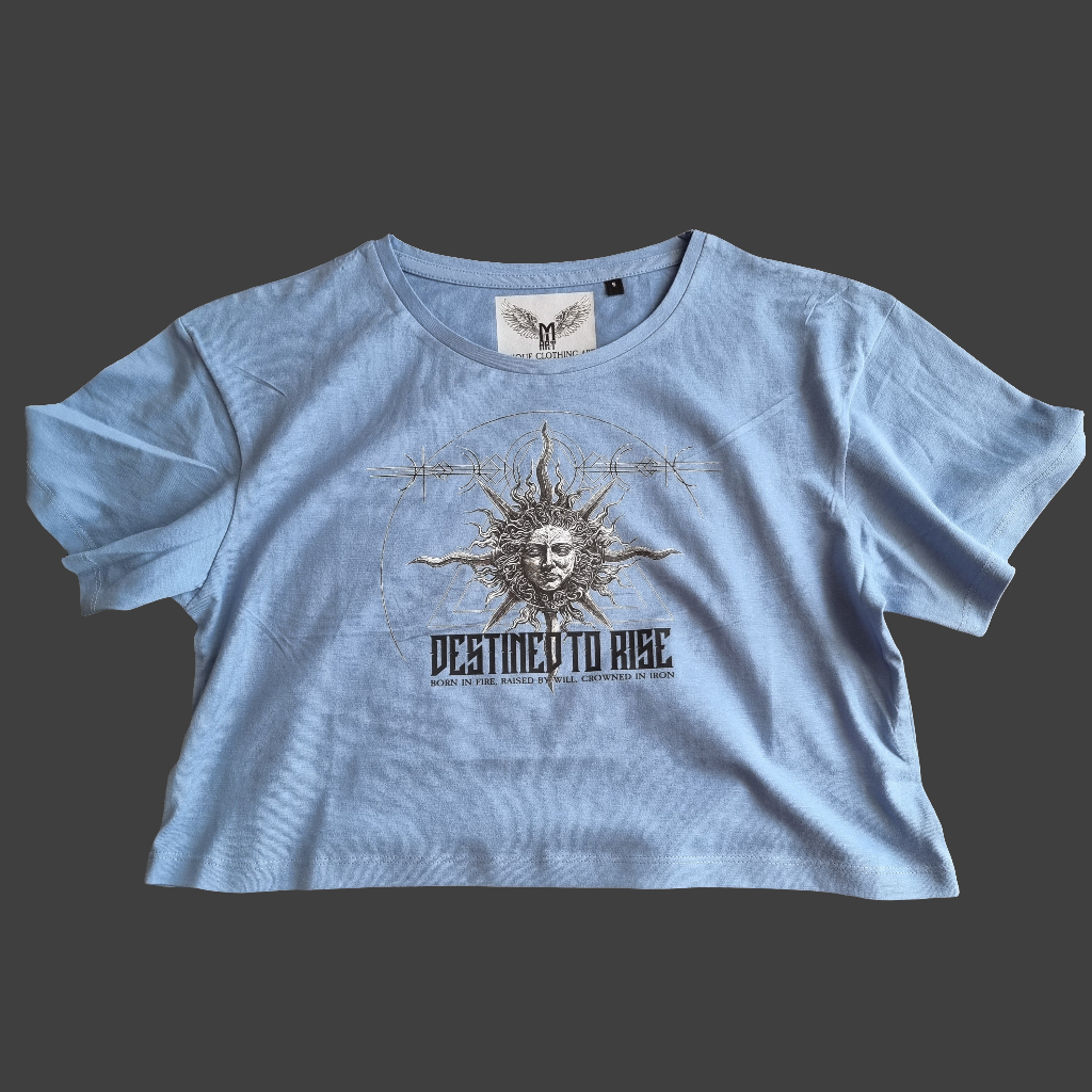 ASHES TO IRON WOMENS BLUE OVERSIZE CROP T-SHIRT