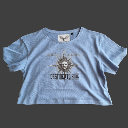 ASHES TO IRON WOMENS BLUE OVERSIZE CROP T-SHIRT