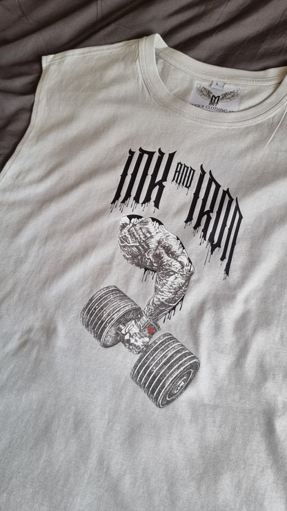 SLEEVELESS IRON SPINE TEE - Rhino Grey