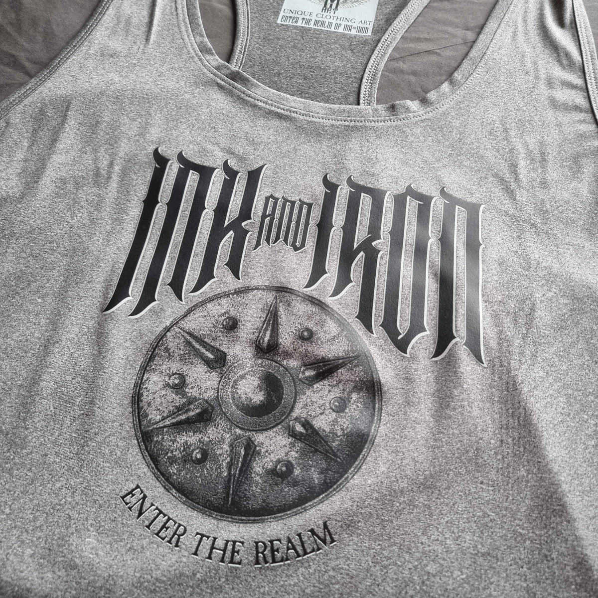 INK & IRON SHIELD MENS GREY GYM VEST
