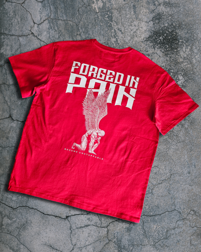 "FORGED IN PAIN" OG - OVERSIZE Red T-Shirt