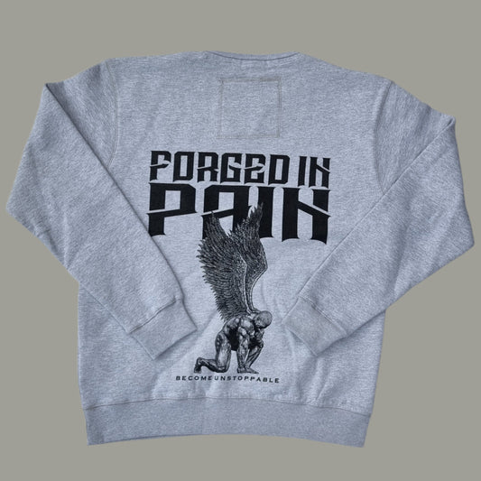 "FORGED IN PAIN" - Ultra Premium Grey Sweat top