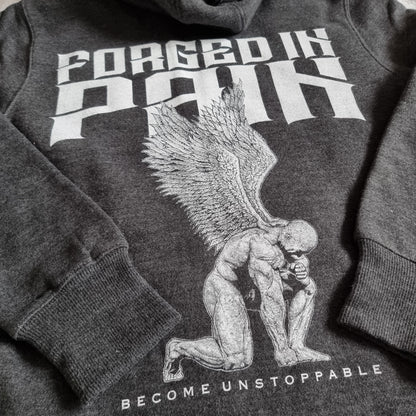 Charcoal Ultimate Supersoft "FORGED IN PAIN" - Zip through Hoodie