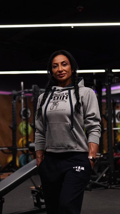 "FORGED IN PAIN" - Premium Grey Hoodie with Navy Hood