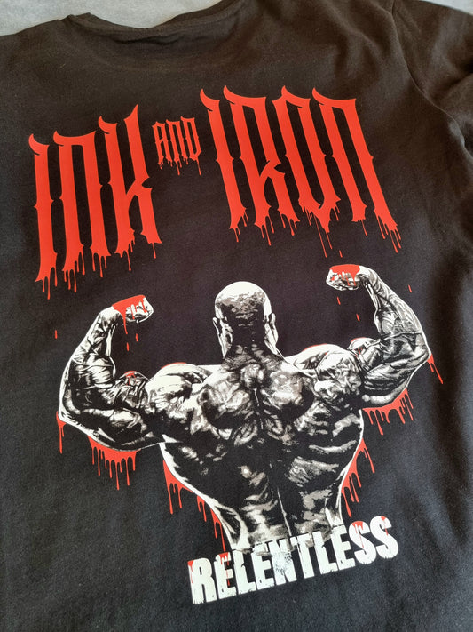INK & IRON RED RELENTLESS OVERSIZE BLACK T-SHIRT