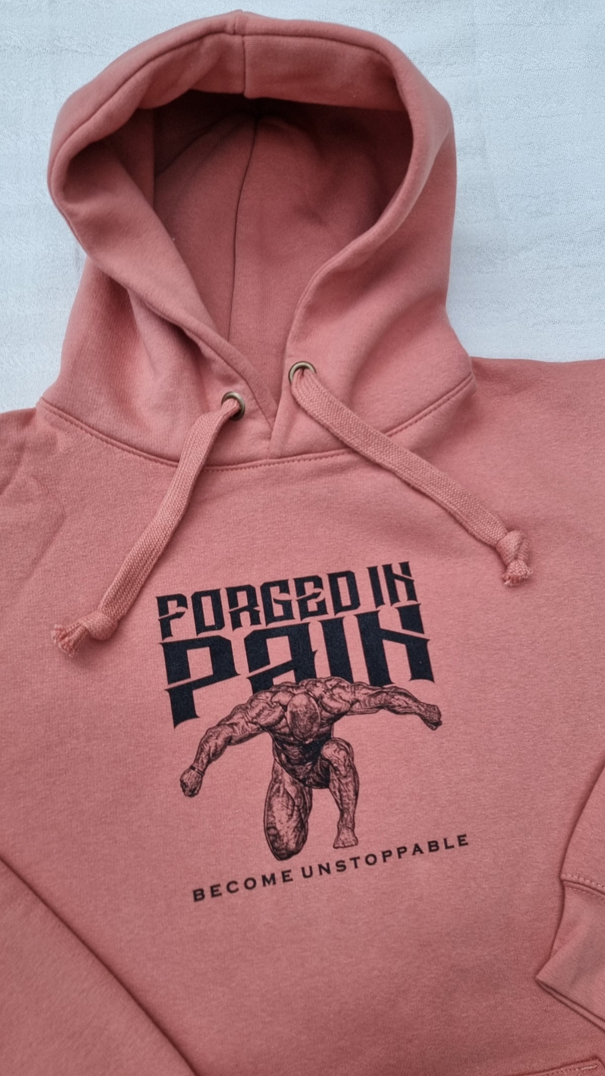 "FORGED IN PAIN" - Premium Blush Hoodie