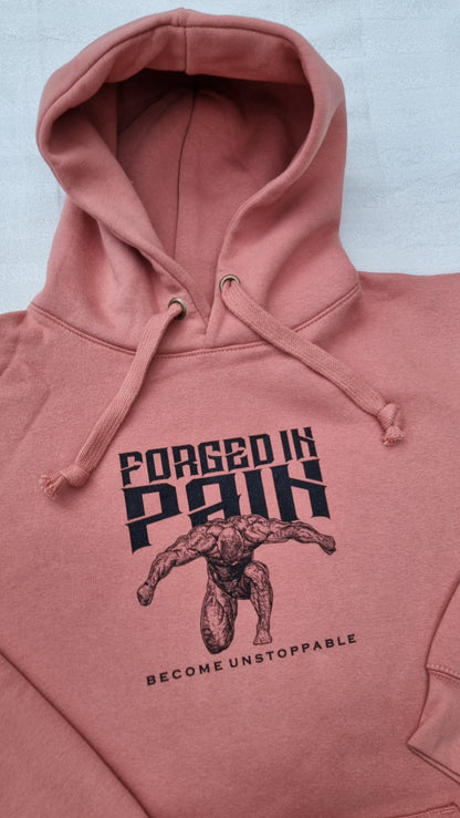 "FORGED IN PAIN" - Premium Blush Hoodie