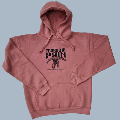 "FORGED IN PAIN" - Premium Blush Hoodie