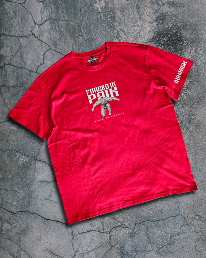 "FORGED IN PAIN" OG - OVERSIZE Red T-Shirt
