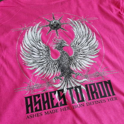 ASHES TO IRON WOMENS HOT PINK CROP T-SHIRT
