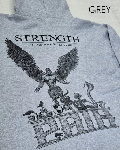 "STRENGTH" - Leisure/Gym Hoodie Grey
