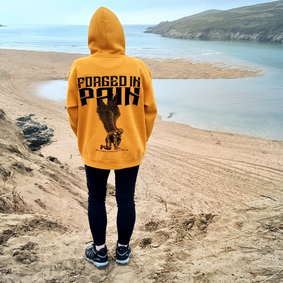 Mustard "FORGED IN PAIN" - Premium Hoodie