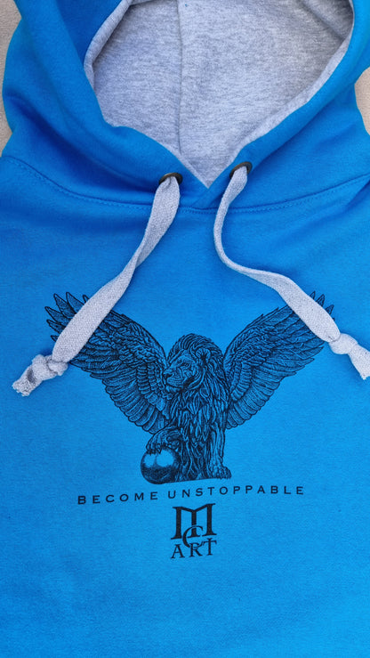 "STRENGTH" - Premium Turquoise Hoodie with Grey Hood