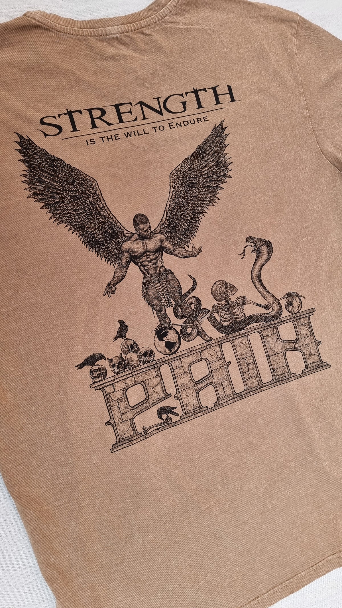 "STRENGTH" - Unique OVERSIZE Acid Wash Sandstone T-Shirt