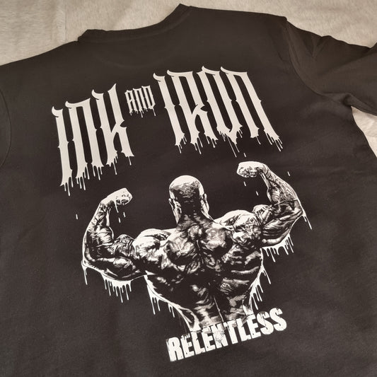 INK & IRON WHITE RELENTLESS OVERSIZE BLACK T-SHIRT