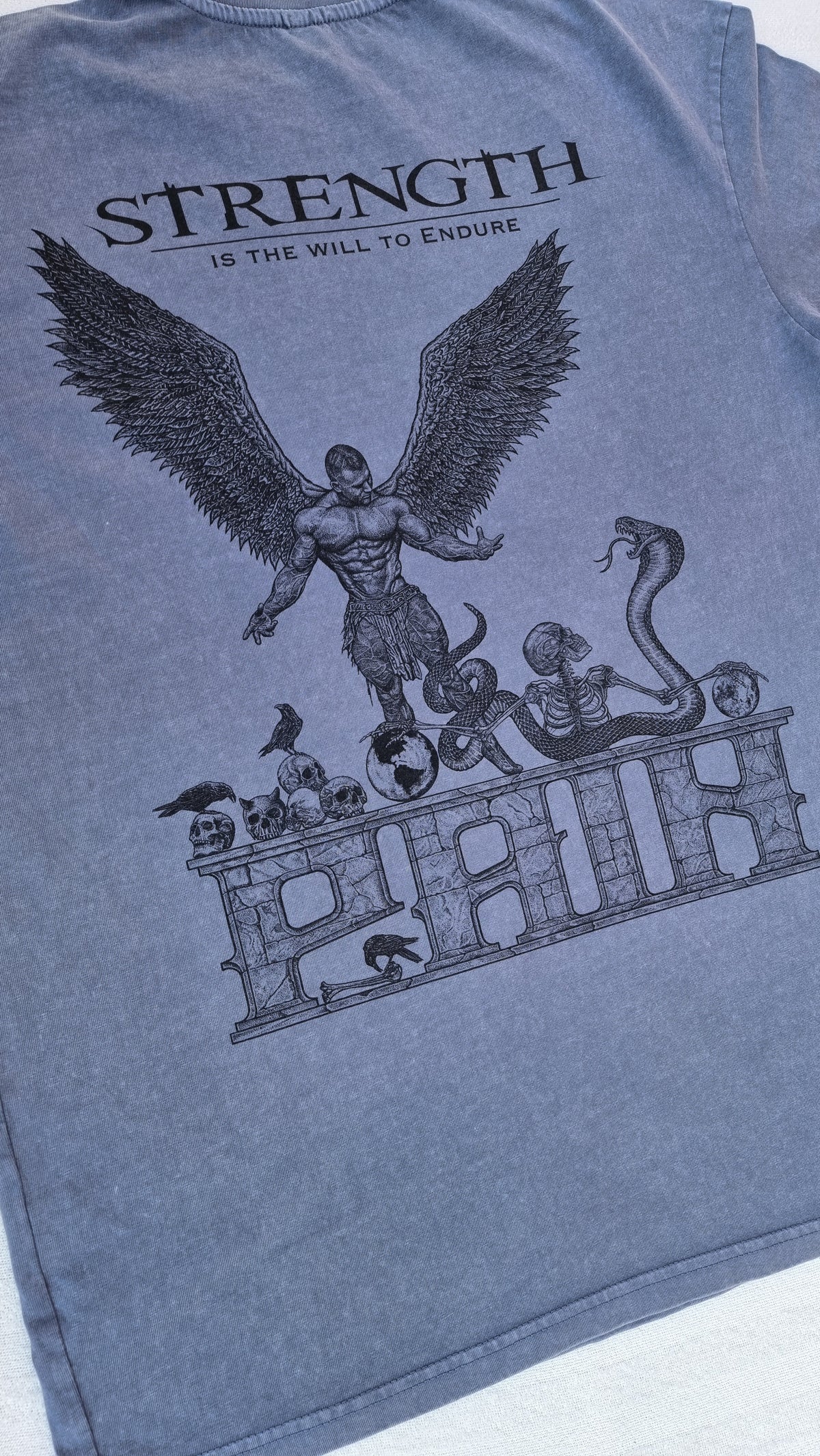 "STRENGTH" - Unique OVERSIZE Acid Wash Ocean T-Shirt