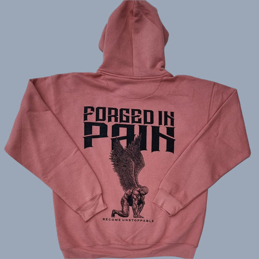 "FORGED IN PAIN" - Premium Blush Hoodie