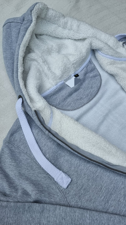 "FORGED IN PAIN" - Ultimate Sherpa Grey Zip Hoodie
