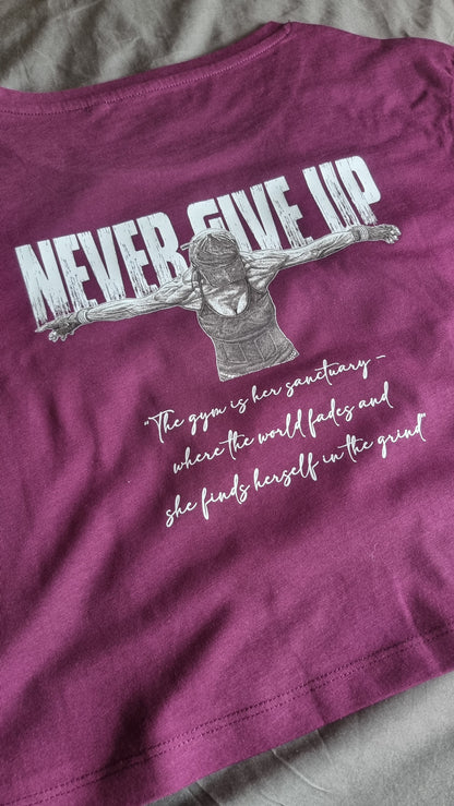 SOPRO OVERSIZE CROP T-SHIRT MULBERRY Never Give Up