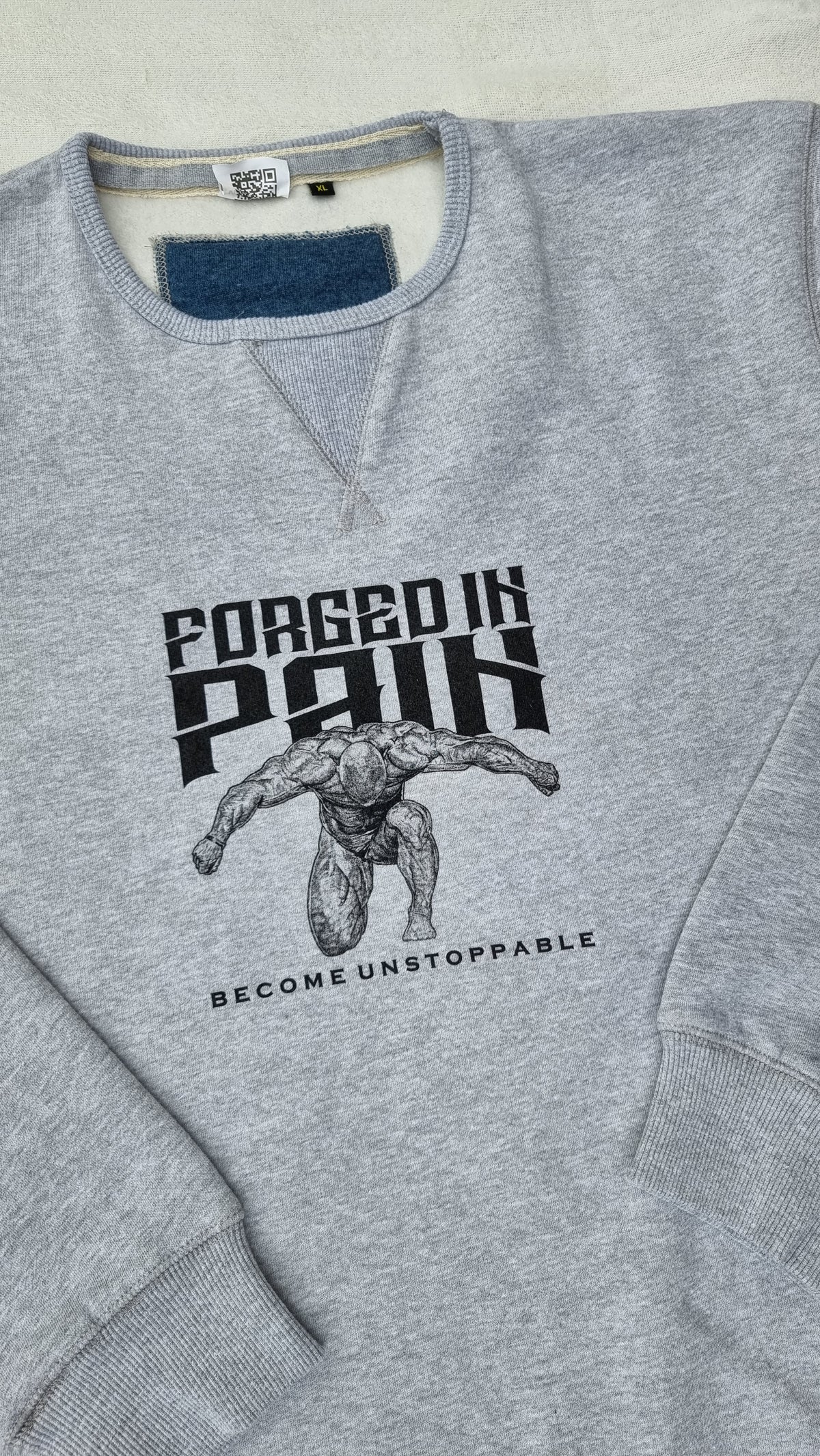 "FORGED IN PAIN" - Ultra Premium Grey Sweat top