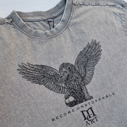 "STRENGTH" - Unique OVERSIZE Acid Wash Granite T-Shirt