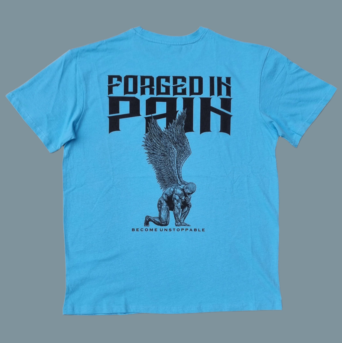 "FORGED IN PAIN" - OVERSIZE Baltic Blue T-Shirt