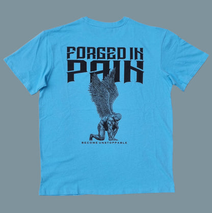 "FORGED IN PAIN" - OVERSIZE Baltic Blue T-Shirt