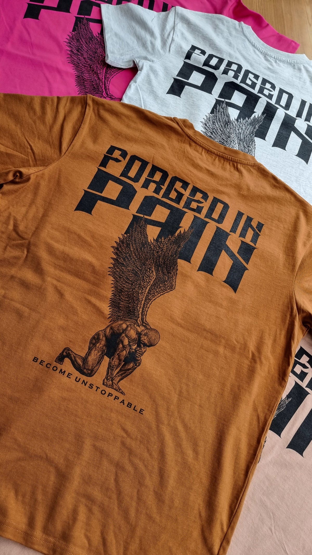 "FORGED IN PAIN" - OVERSIZE Toffee T-Shirt
